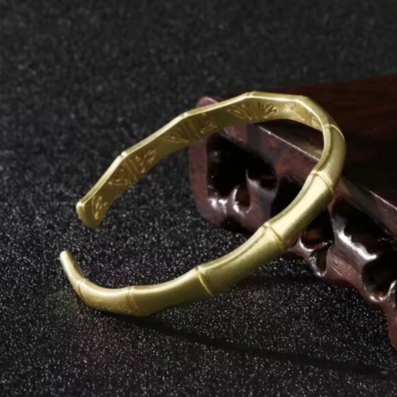 14K Gold Womens Vintage Bamboo Bangle Cuff Bracelet Ladies 14 K Silver Jewelry - Picture 6 of 10